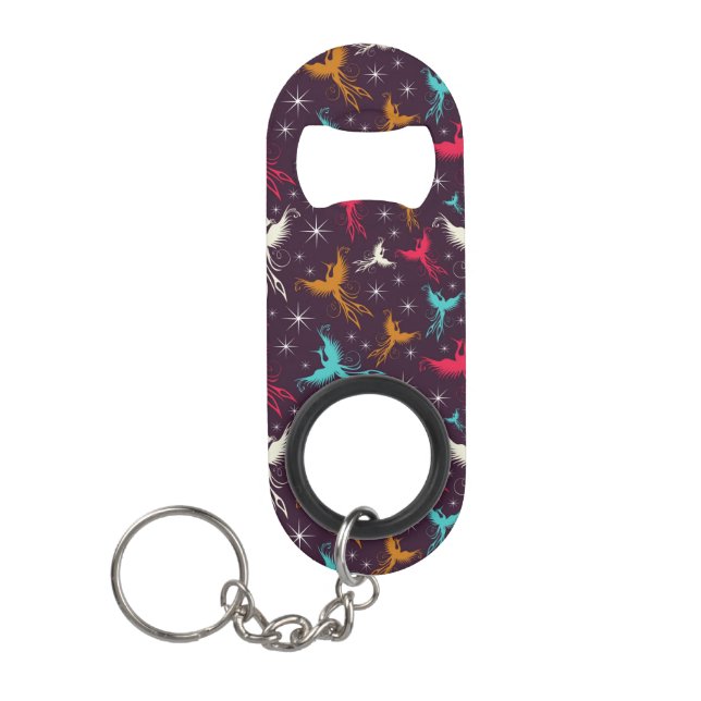 Phoenix Birds Figure Pattern Keychain Bottle Opener (Front)