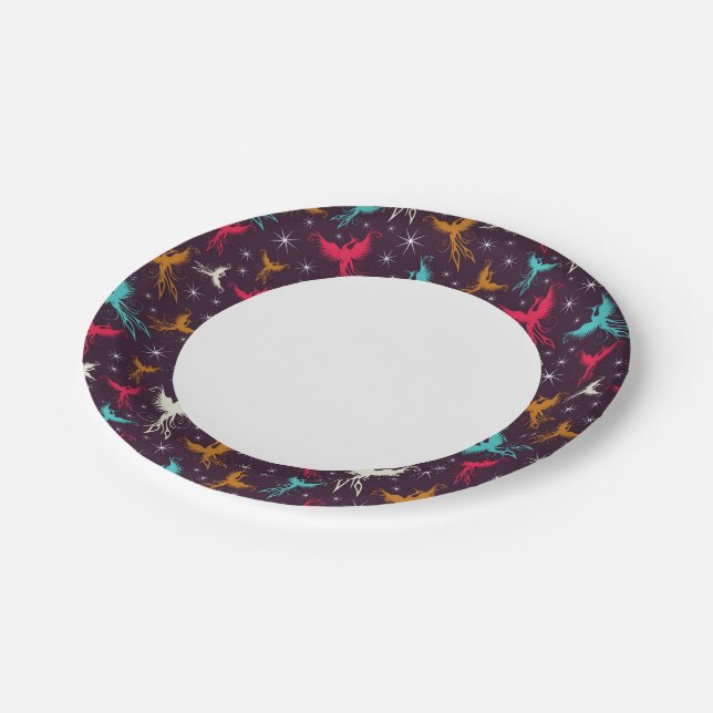 Phoenix Birds Figure Pattern Paper Plates (Angled)