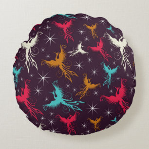 Phoenix Birds Figure Pattern Round Pillow