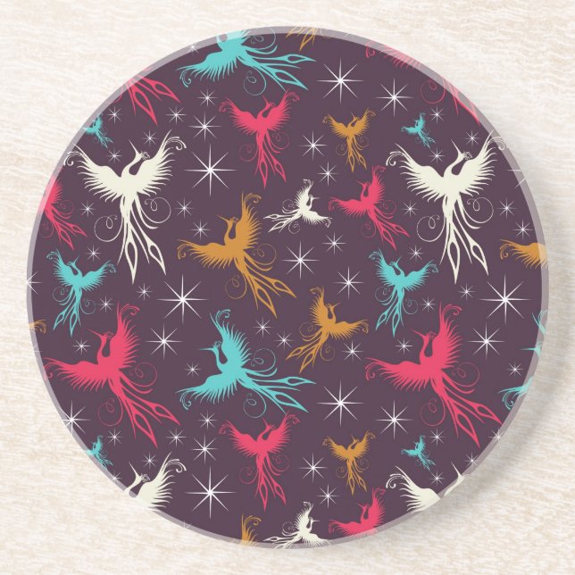 Phoenix Birds Figure Pattern Sandstone Coaster (Front)