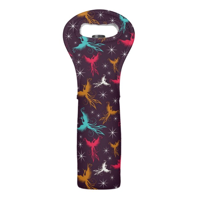 Phoenix Birds Figure Pattern Wine Bag (Front)