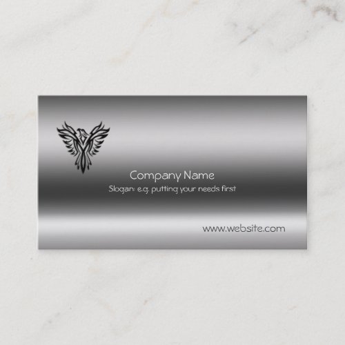 Phoenix black on brushed steel effect business card