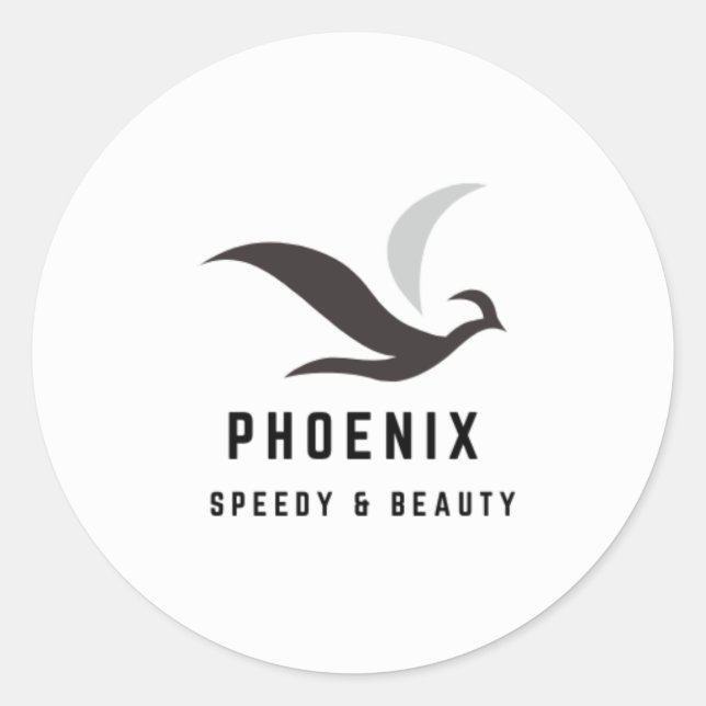 PHOENIX BLACK WHITE BIRD SPEEDY BEAUTY STIKER CLASSIC ROUND STICKER (Front)