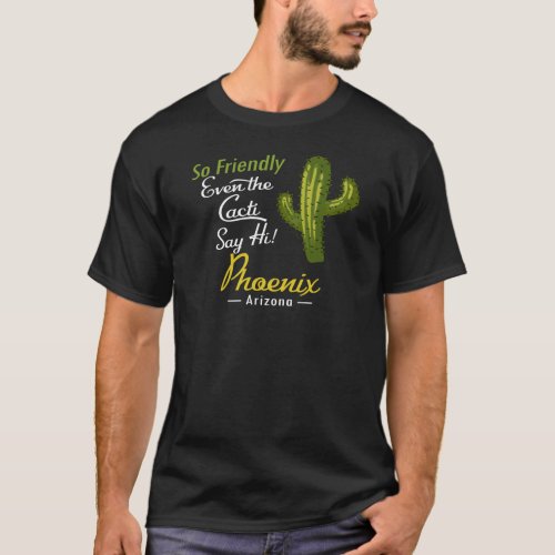 Phoenix Cactus Funny Retro T_Shirt