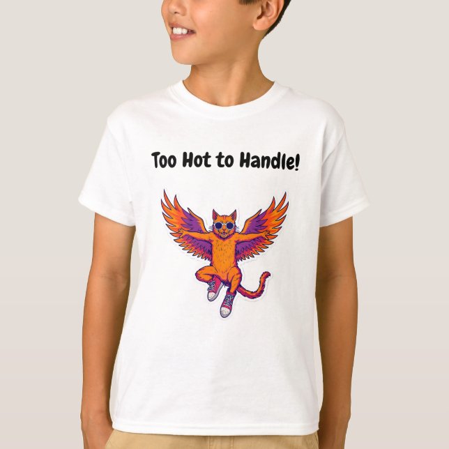 Phoenix Cat Kids T-Shirt – Magical Fire Kitty (Front)