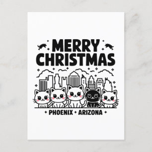 Phoenix City Arizona Merry Christmas Cats USA Postcard