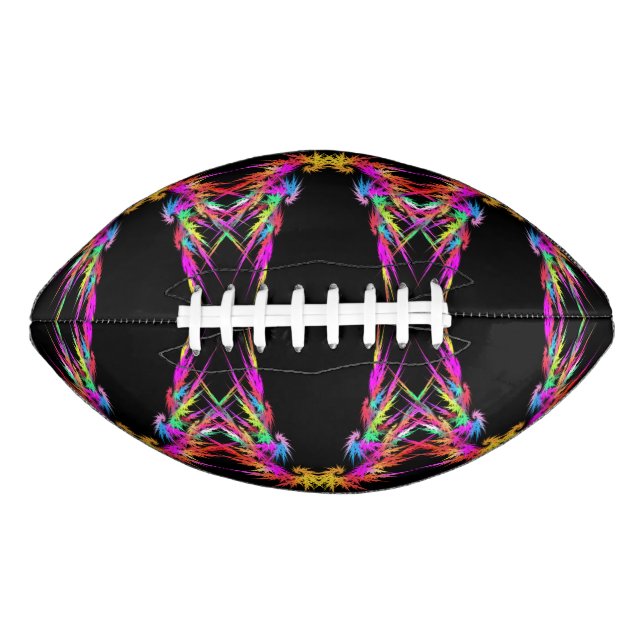 Phoenix - colorful fractal art on black football (Front)