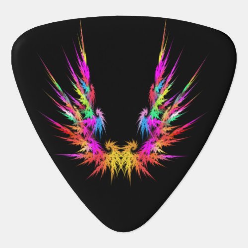 Phoenix _ colorful fractal art on black guitar pick