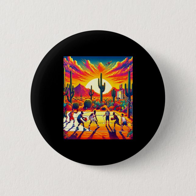 Phoenix desert sunset basketball_ heatwave  button (Front)
