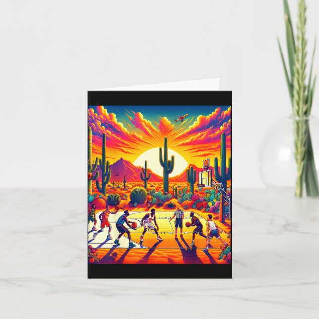Phoenix desert sunset basketball_ heatwave  card (Front)