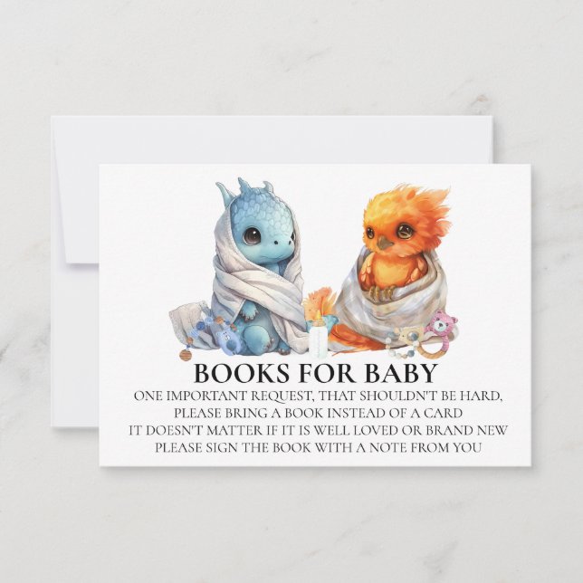 Phoenix Dragon Twins Baby Shower Book for Baby Invitation (Front)