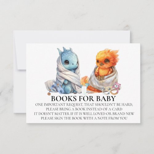 Phoenix Dragon Twins Baby Shower Book for Baby Invitation