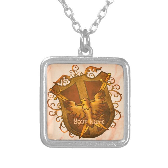 Phoenix Family Crest Surname Necklace (Front)