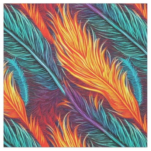 Phoenix Feather Fire Fantasy Fabric