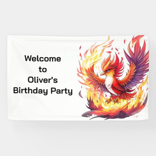 Phoenix Fire Bird Birthday Banner (Horizontal)