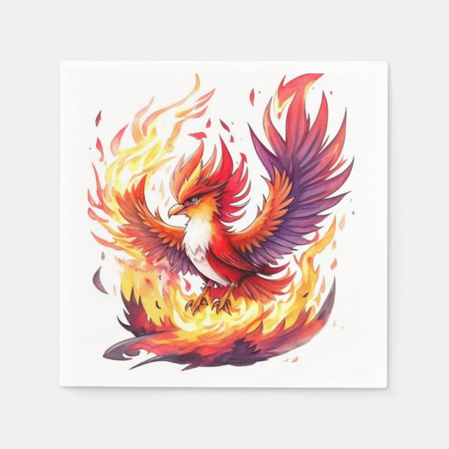 Phoenix Fire Bird Birthday Napkins (Front)