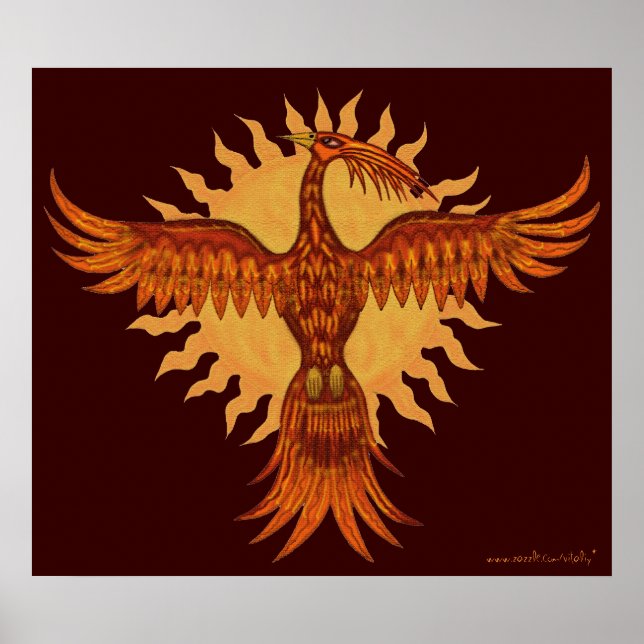Phoenix fire bird cool art poster design (Front)