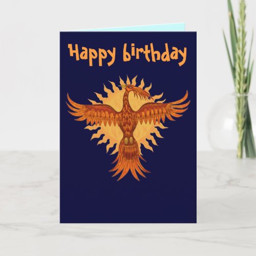 Phoenix fire bird cool birthday design card