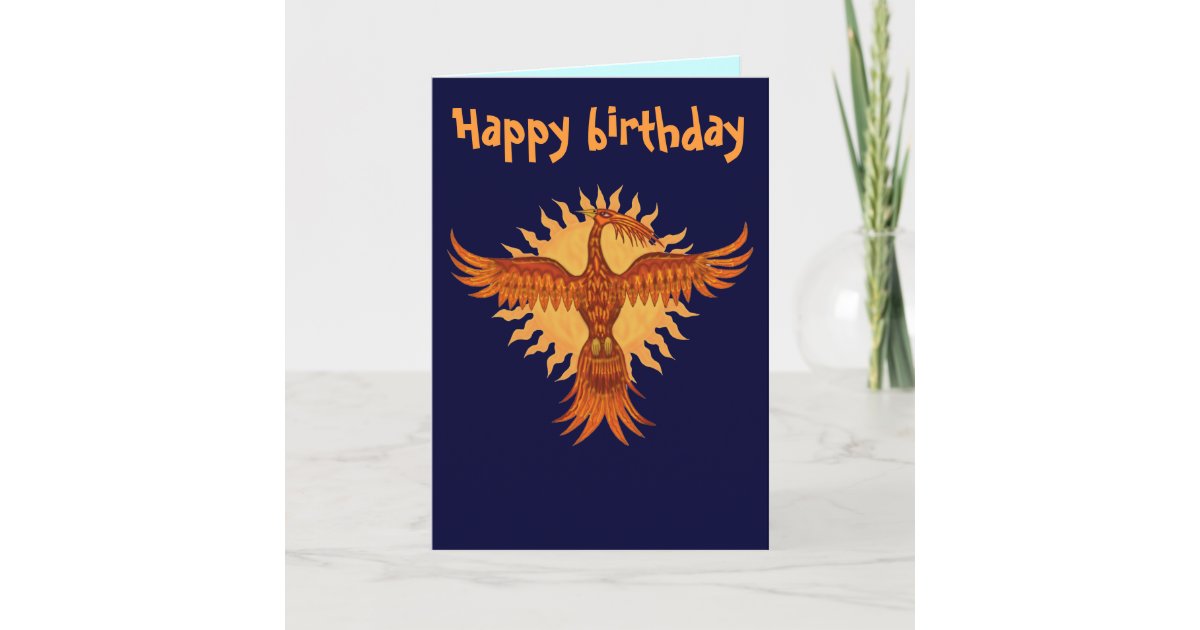 Phoenix Fire Bird Cool Happy Birthday Card Design Zazzle Com