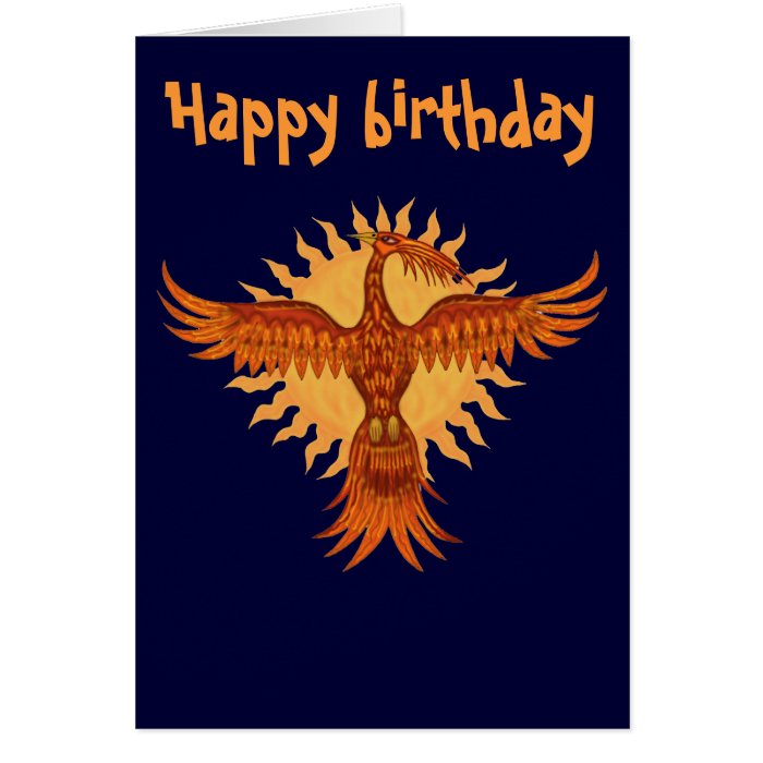 Phoenix fire bird cool happy birthday card design