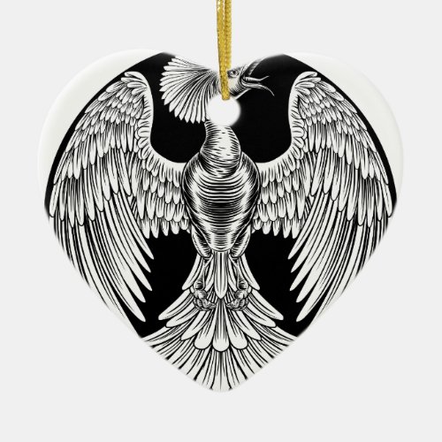 Phoenix Fire Bird Design Ceramic Ornament