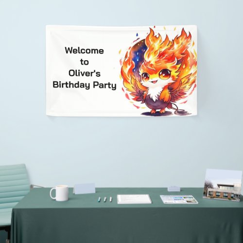 Phoenix Fire Bird Kids Birthday Banner