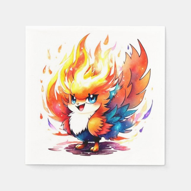 Phoenix Fire Bird Kids Birthday Napkins (Front)