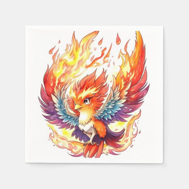 Phoenix Fire Bird Kids Birthday Napkins (Front)