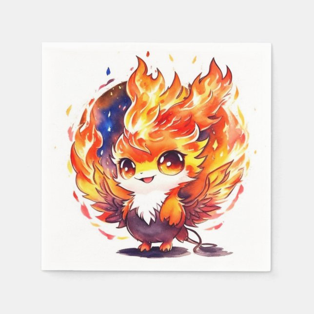 Phoenix Fire Bird Kids Birthday Napkins (Front)
