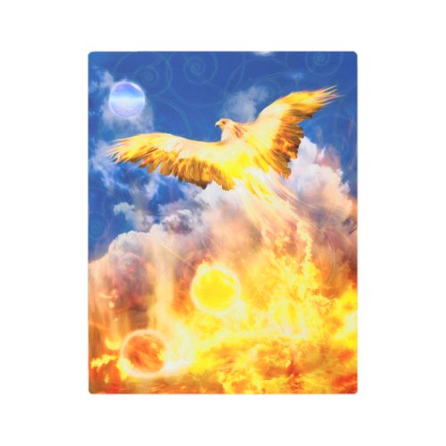 Phoenix Fire Bird RISE ABOVE YOUR TROUBLES Metal Print