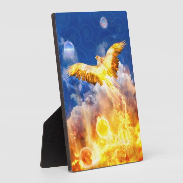Phoenix Fire Bird RISE ABOVE YOUR TROUBLES Plaque (Side)