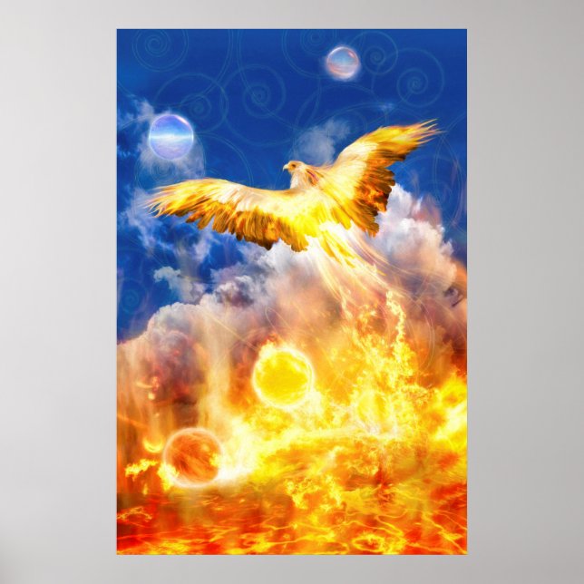 Phoenix Fire Bird RISE ABOVE YOUR TROUBLES Poster (Front)