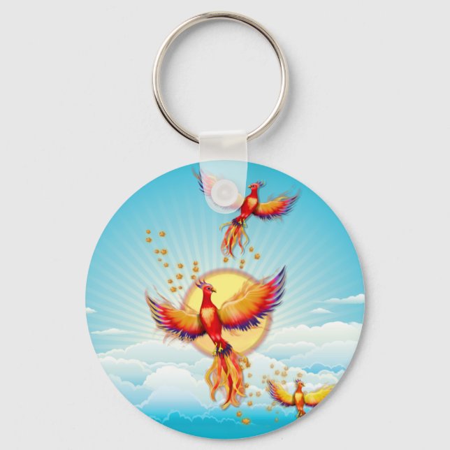 Phoenix Fire Bird Rising Keychain (Front)