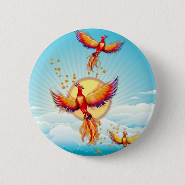 Phoenix Fire Bird Rising Pinback Button (Front)