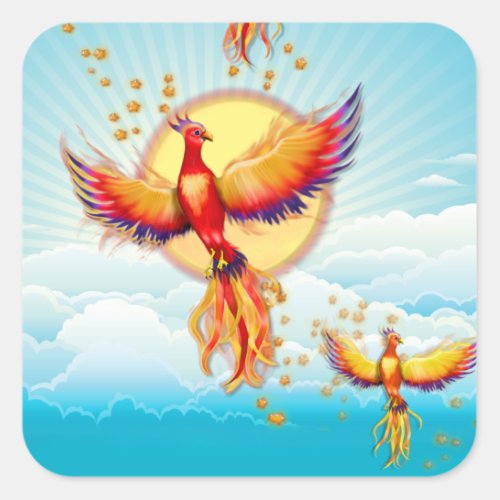 Phoenix Fire Bird Rising Square Sticker