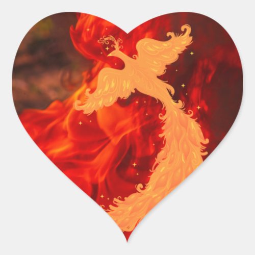 Phoenix  Fire Heart Sticker