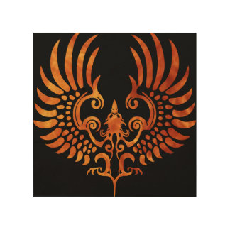 Phoenix Fire on Wood Canvas