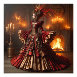 Phoenix Fire Queen Steampunk Victorian Industrial Photo Print