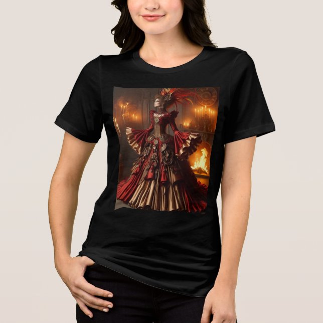 Phoenix Fire Queen Steampunk Victorian Industrial Tri-Blend Shirt (Front)