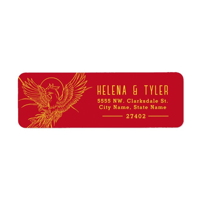 Phoenix Fire | Red and Gold Style Pre-Addressed Label (Front)
