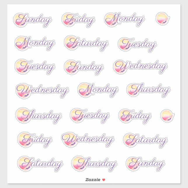 Phoenix Fire Weekday Custom-Cut Vinyl Sticker (Sheet)