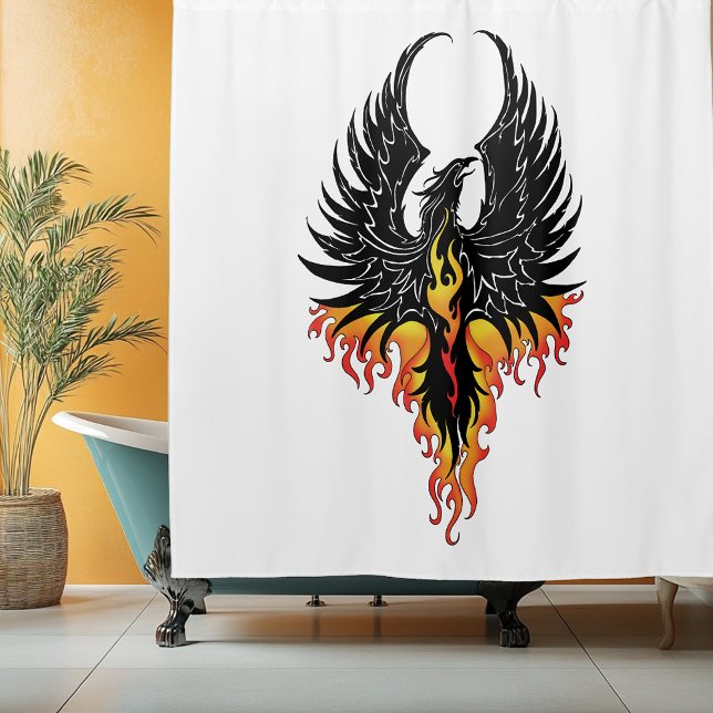 Phoenix Firebird Tribal Flames Shower Curtain (Creator Uploaded)