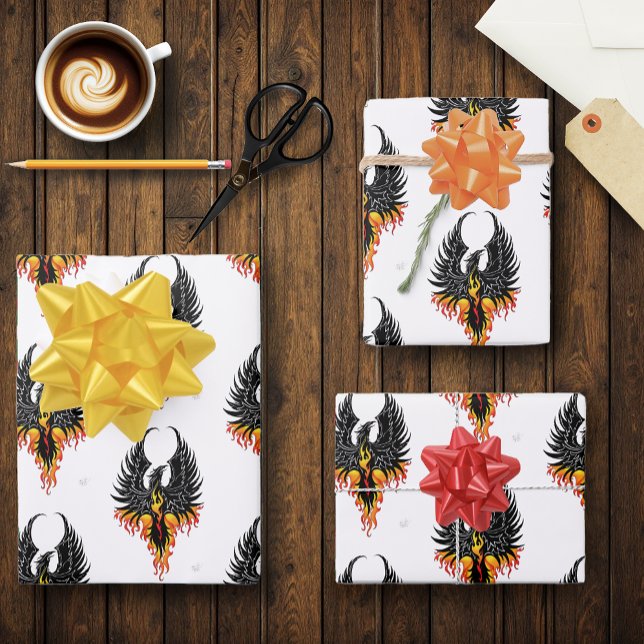 Phoenix Firebird Tribal Flames Wrapping Paper Sheets (Creator Uploaded)