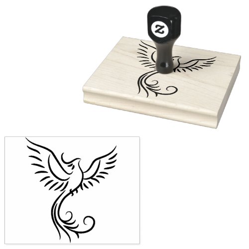 Phoenix Flames Animal Mystical Bird Emblem Rubber Stamp