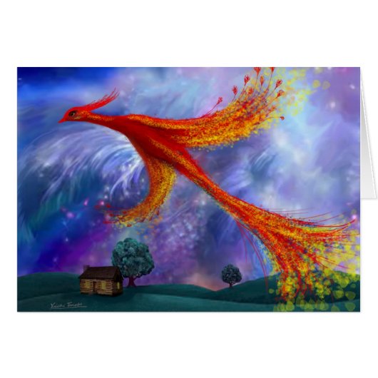 Phoenix Flying at Night Cards (Front Horizontal)
