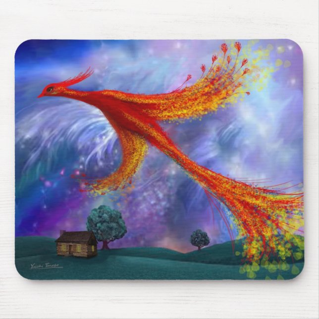 Phoenix Flying at Night Mouse Pad (Front)