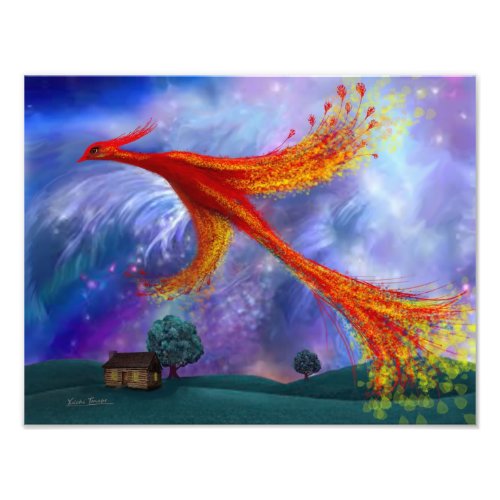 Phoenix Flying at Night Photo Print