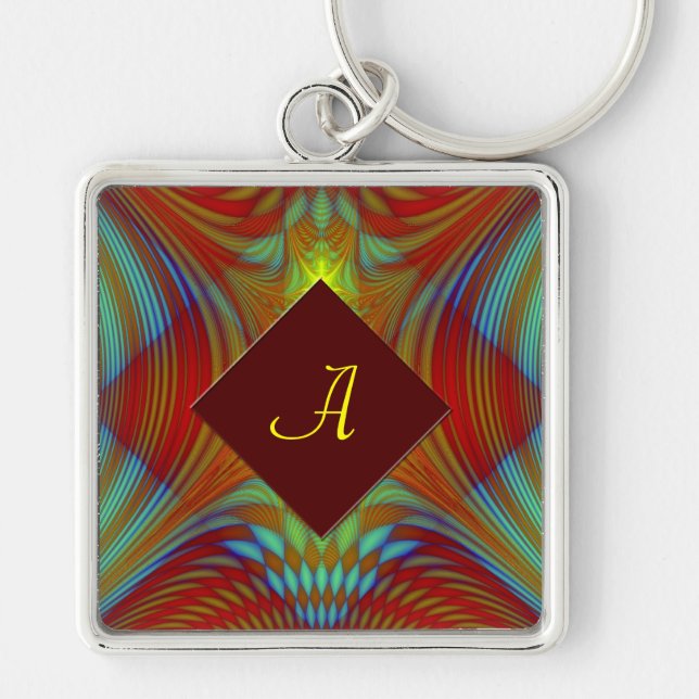 Phoenix fractal personalized keychain (Front)