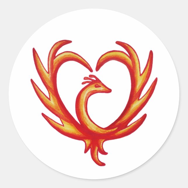 Phoenix Heart Classic Round Sticker (Front)