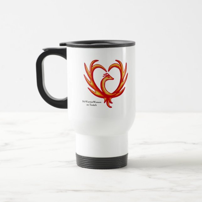 Phoenix Heart, MeWarriorWoman on Twitch Travel Mug (Left)